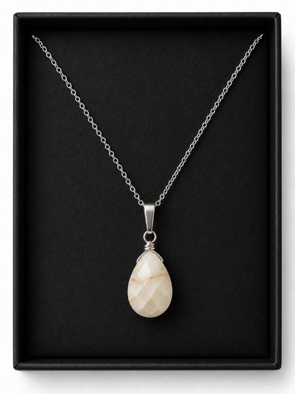 Handmade Moss Agate Gemstone Pendant Necklace 16”